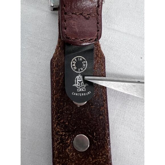 Vintage Canterbury Belt Brown Leather Silver Tone Medallion Western Rodeo Boho - Picture 6 of 8